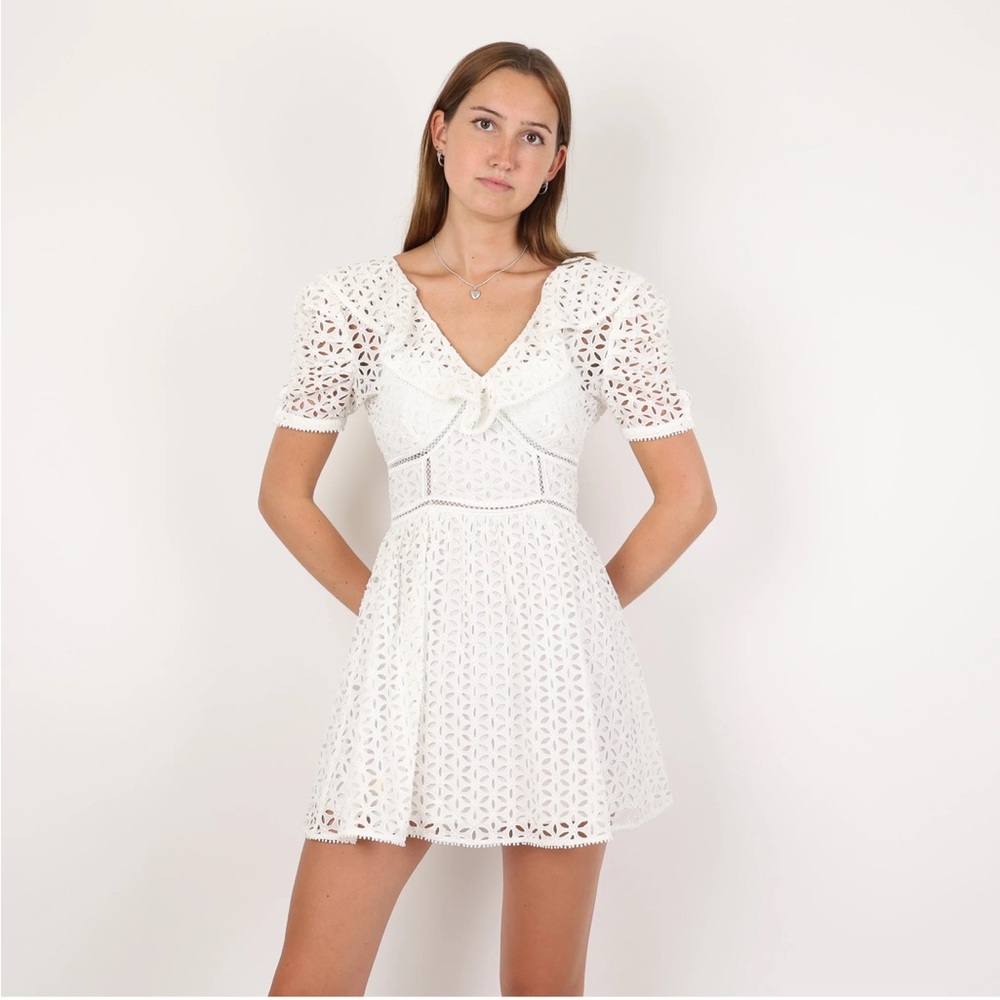 Self-Portrait Petal Mini Dress sz 4 Lace Crochet Floral self portrait
